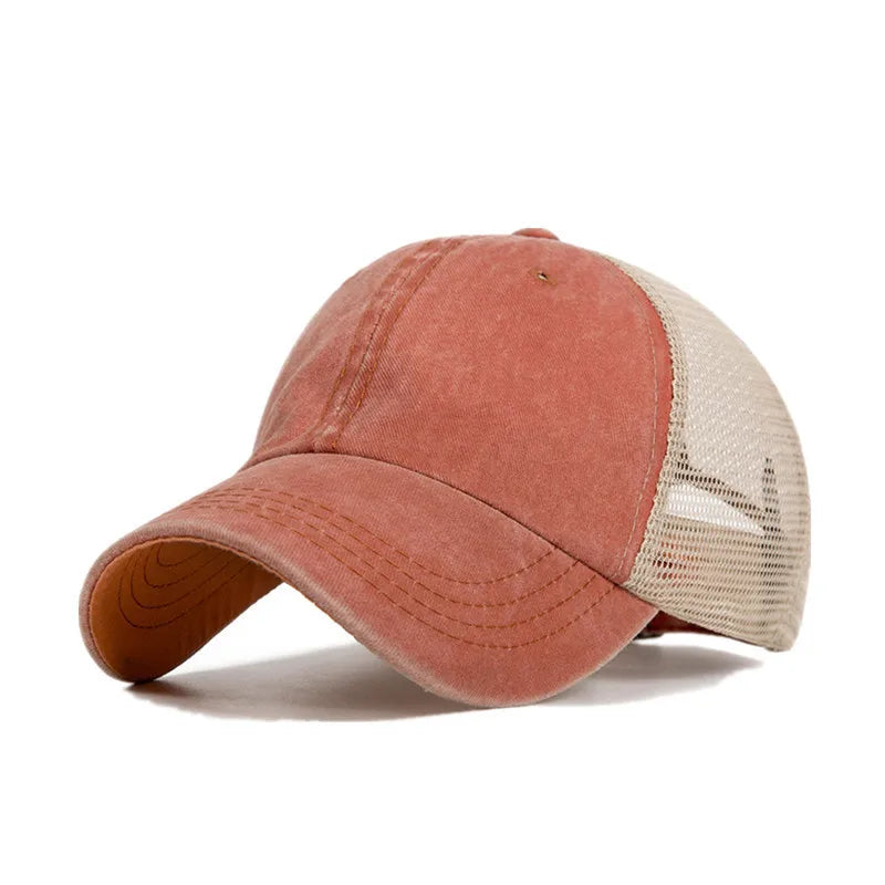 Washed cotton mesh breathable baseball cap made old light board caps men and women tide spring and summer hat women