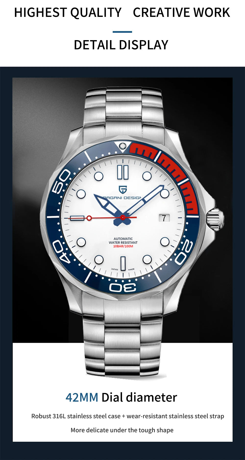 2025 New PAGANI DESIGN Men's Watches Luxury Automatic Watch For Men NH35A Mechanical Wrist watch Men AR Sapphire crystal Clock