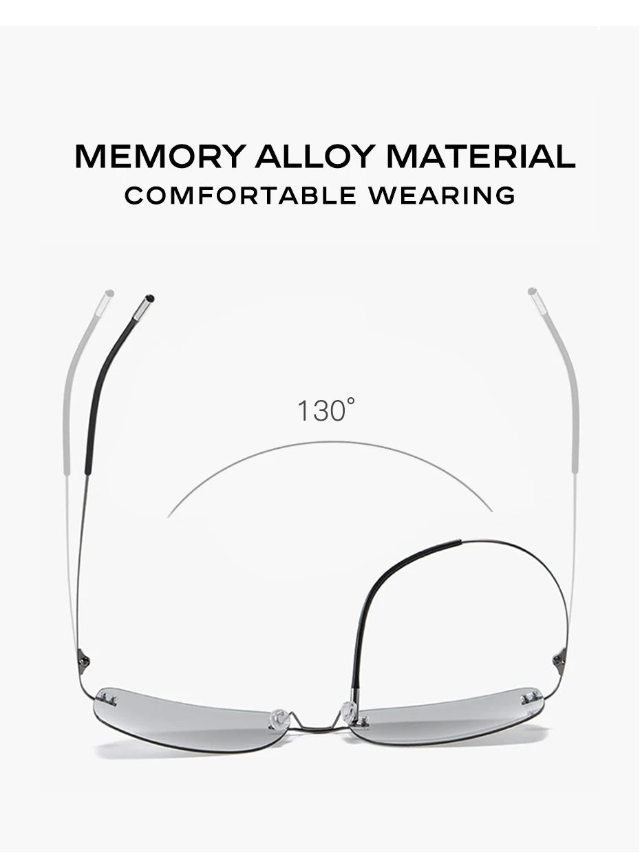 CAPONI Square Sun Glasses For Men Photochromic Polarized Rimless Sunglasses Classic Design High Quality Eyewear UV400 BS7467