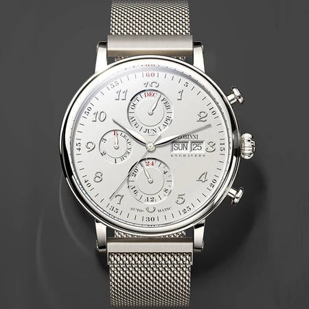 Luxury Brand Switzerland LOBINNI Ewiger Kalender Automatische mechanische Herrenuhr Saphirglas Multifunktionsuhr L13019-8