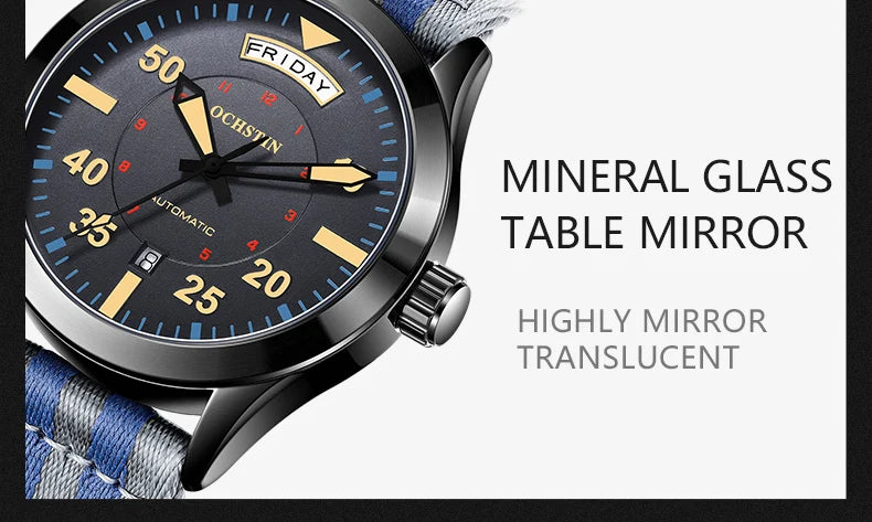 Pilot Men's Watches OCHSTIN Automatic Mechanical Men Watch Military Outdoor Waterproof Wristwatch Date Week Dial Gift For Male