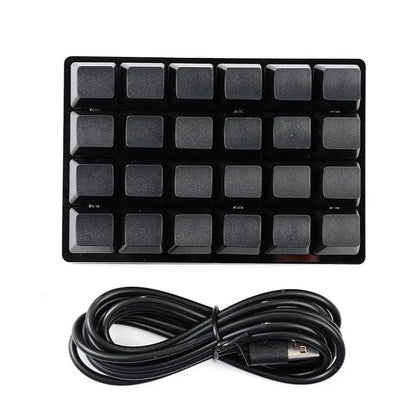 Mini teclado mecânico USB personalizado de 24 teclas preto/branco para gaming, Sayo Device, teclado programável de atalhos com teclas macro