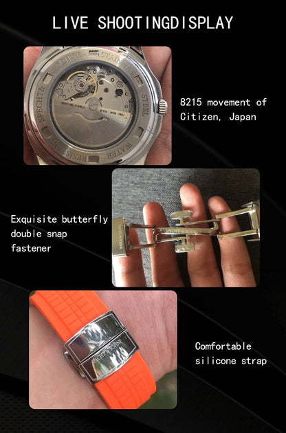 Specht&Sohne 2025 New Luxury Men Mechanical Wristwatch Miyota 8215 Stainless Steel Watch Green Rubber Sapphire Reloj Hombre