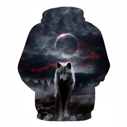 Cool Space Galaxy Wolf Hoodie Hoodies Men Bright Wolf Fashion Handsome Wolf Hoddies Spring Autumn Pullovers Sweatshirts Sweat