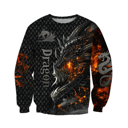 Piękna bluza z kapturem unisex z ognistym smokiem 3D i nadrukiem na całej powierzchni, męska bluza streetwear na jesień, casualowa kurtka dresowa KJ749