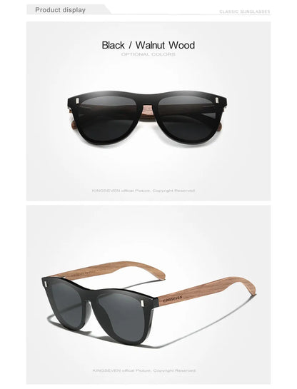 KINGSEVEN Exclusive Design Vintage Men's Glasses Walnut Wooden Sunglasses UV400 Protection Fashion Square Sun glasses Women 5510