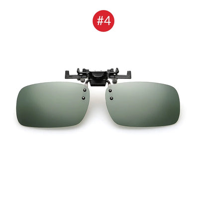 VIVIBEE Men Polarized Flip Up Clip on Sunglasses Black Driving UV400 Women Square S M L Goggles Night Vision Fishing Glasses