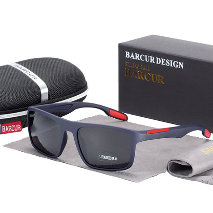BARCUR Polarized Sunglasses Men TR90 Ultralight Vintage Sun Glasses for Women Square Eyewear oculos lunette de soleil femme