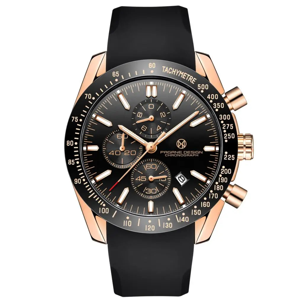 PAGANI DESIGN New 45mm Men Quartz Watch Rubber Belt Men's Luxury Watch Fashion Casual Sports Male Clock Relogio Maasculino