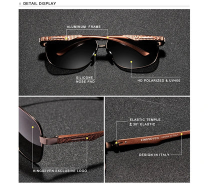 KINGSEVEN New Aluminum Men Fashion Sun Glasses Travel Driving Male Eyewear Oculos  band sunglasses N7188