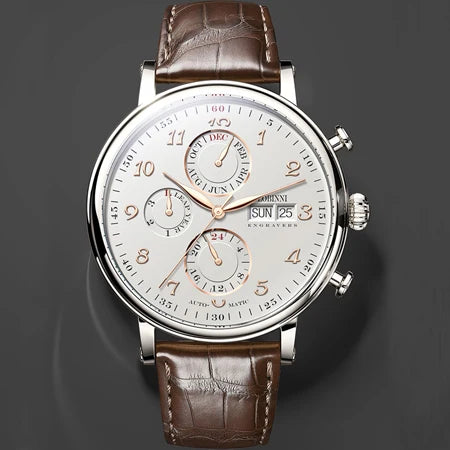 Luxury Brand Switzerland LOBINNI Ewiger Kalender Automatische mechanische Herrenuhr Saphirglas Multifunktionsuhr L13019-8