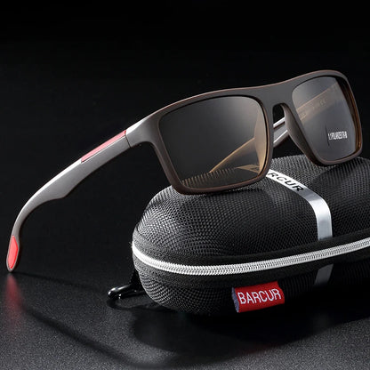 BARCUR Polarized Sunglasses Men TR90 Ultralight Vintage Sun Glasses for Women Square Eyewear oculos lunette de soleil femme
