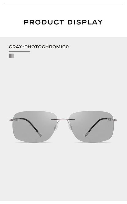 CAPONI Square Sun Glasses For Men Photochromic Polarized Rimless Sunglasses Classic Design High Quality Eyewear UV400 BS7467