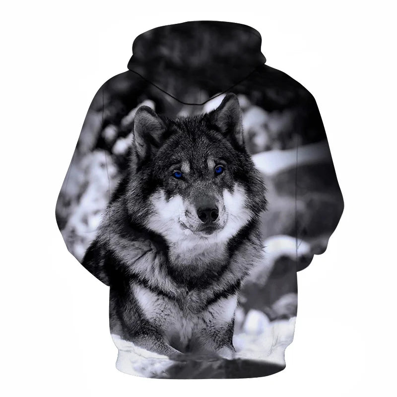 Cool Space Galaxy Wolf Hoodie Hoodies Men Bright Wolf Fashion Handsome Wolf Hoddies Spring Autumn Pullovers Sweatshirts Sweat