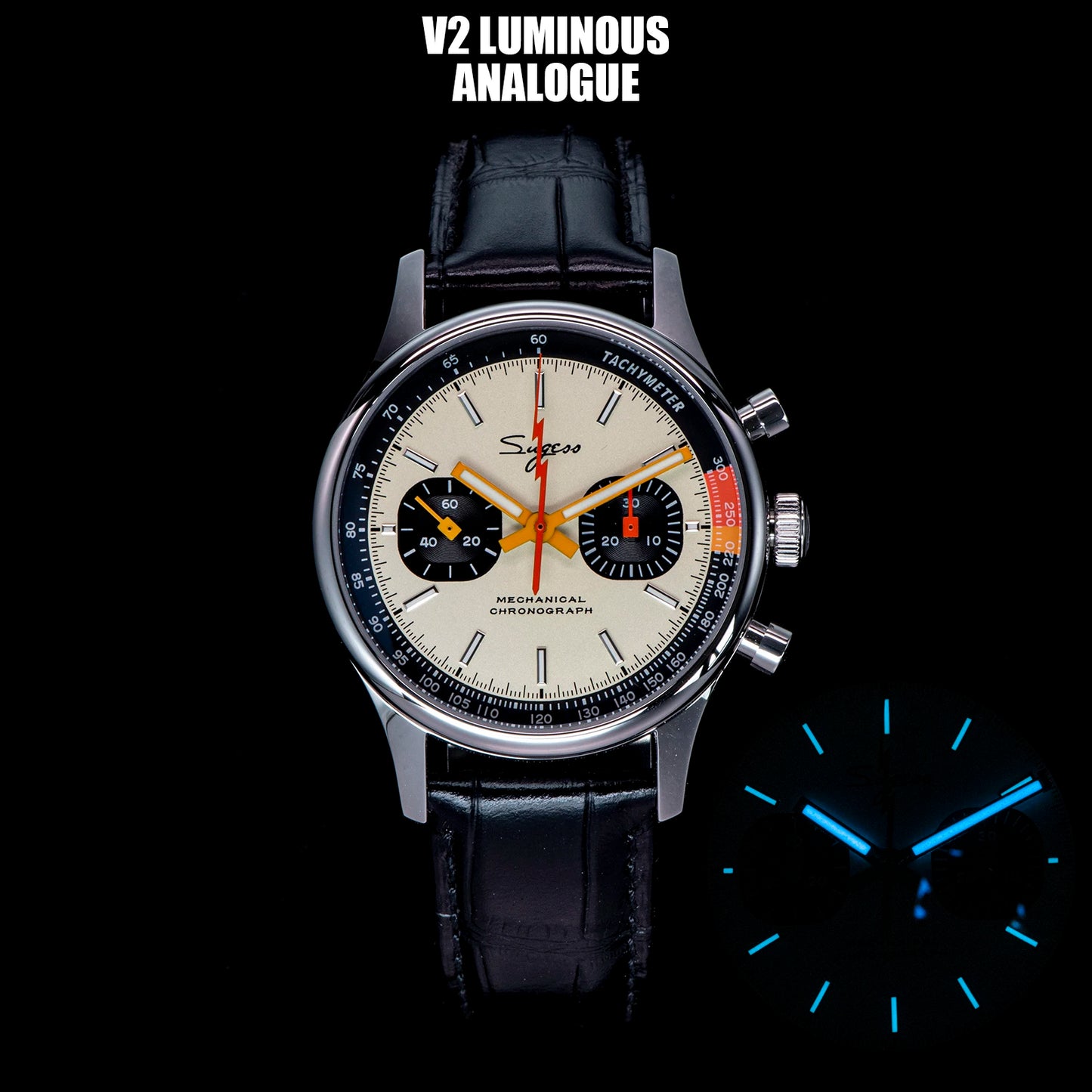 Sugess New Business Watch Mechanical Chronograph ST19 Original Swaneck Movement wristwatches Army Pilot Reloj Hombre Sappire