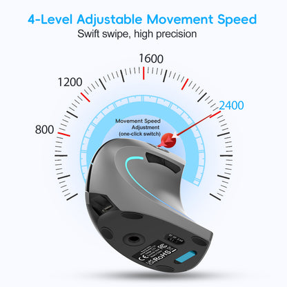 Dual Mode Vertical Mouse Wireless Bluetooth Ergonomic Mouse, Rechargeable Silent 2.4G Gaming Mouse with 2400 DPI for PC & Laptop