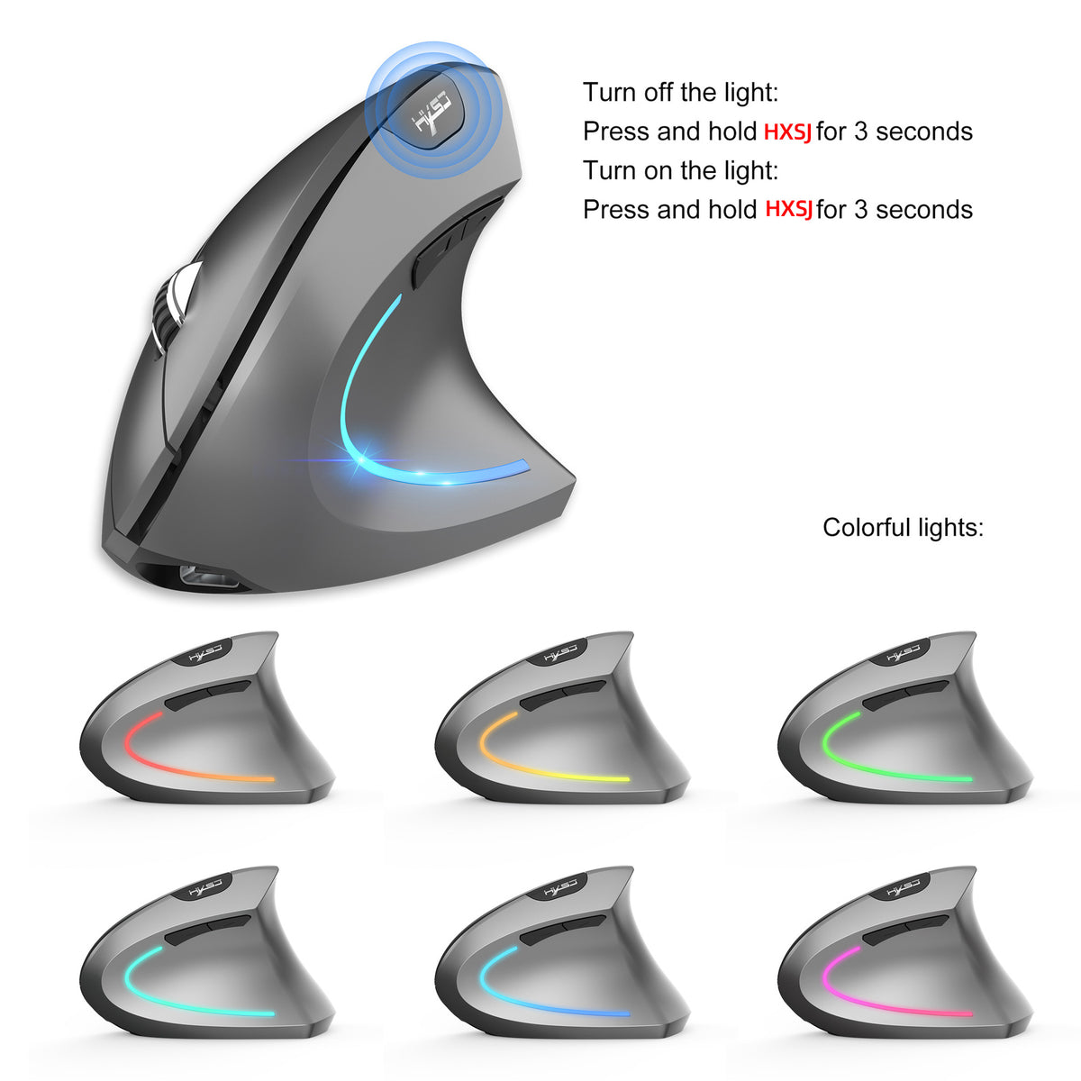 Dual Mode Vertical Mouse Wireless Bluetooth Ergonomic Mouse, Rechargeable Silent 2.4G Gaming Mouse with 2400 DPI for PC & Laptop