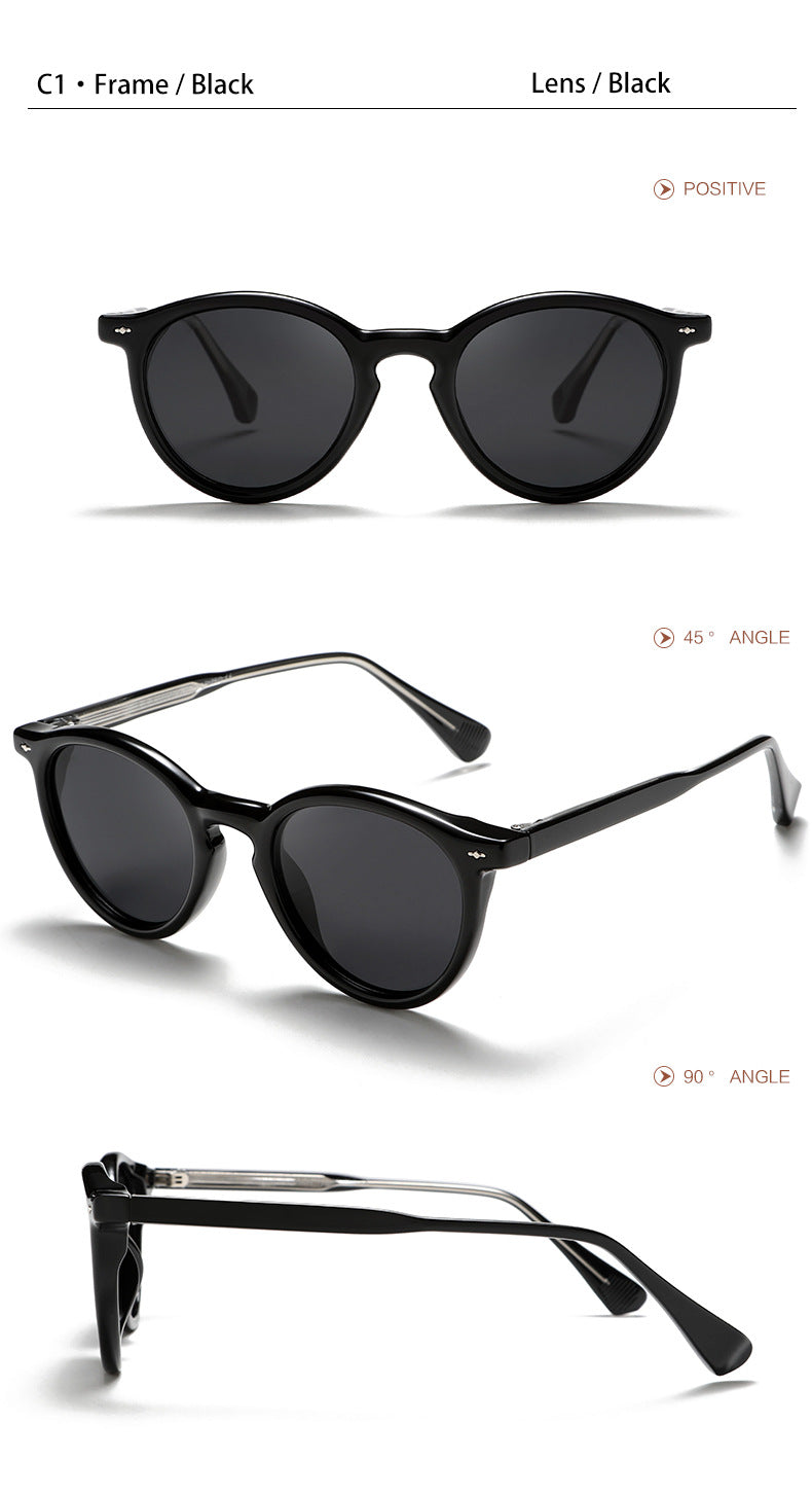 CATERSIDE Round Polarized Sunglasses Men Propionic High Quality Sun Glasses Women Punk Outdoor Driving Fishing Eyewear UV400