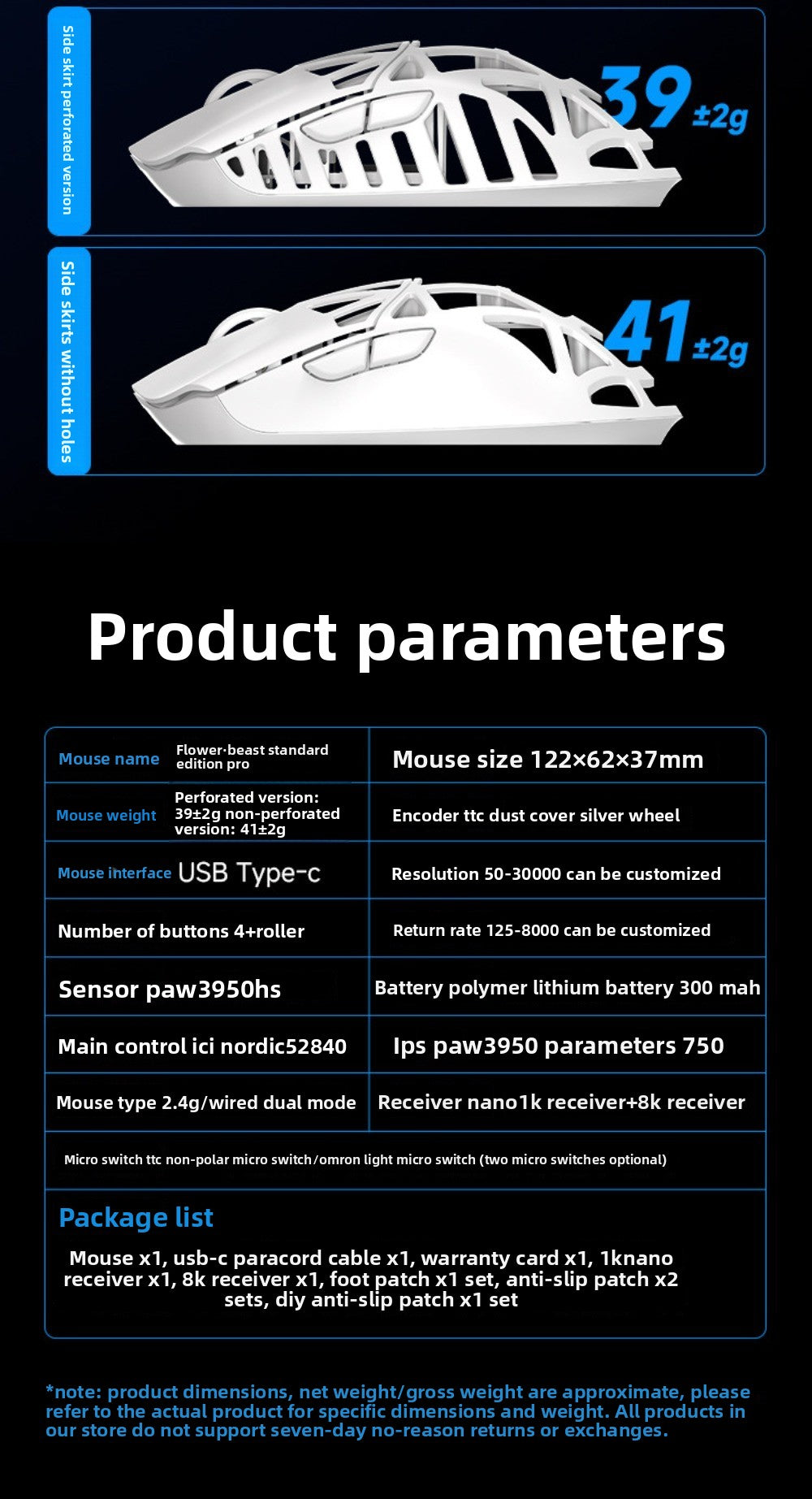 WLMOUSE Beast X Pro Magnesium Alloy Wireless Gaming Mouse, Ultra-Lightweight 8K Gaming Mouse with PAW3950HS Sensor, 30000 DPI, 750 IPS, Type-C Rechargeable