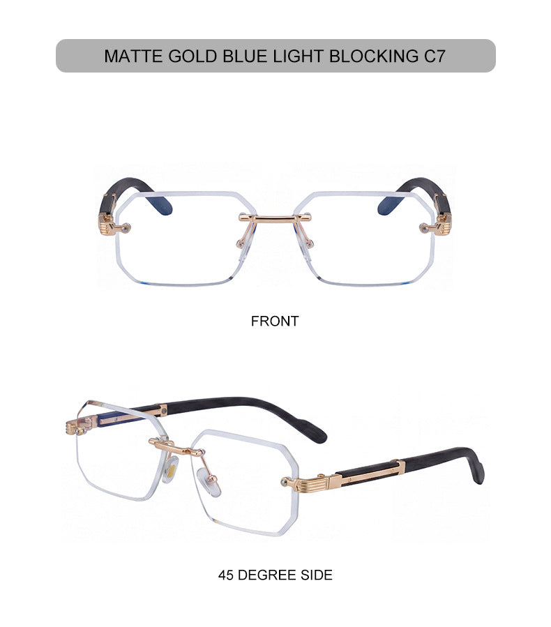 Vintage Punk Rectangle Rimless Sunglasses Men 2026 Luxury Brand Geometric Polygon Sun Glasses Male Trendy Square Shades Eyewear