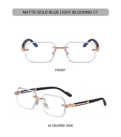 Vintage Punk Rectangle Rimless Sunglasses Men 2026 Luxury Brand Geometric Polygon Sun Glasses Male Trendy Square Shades Eyewear