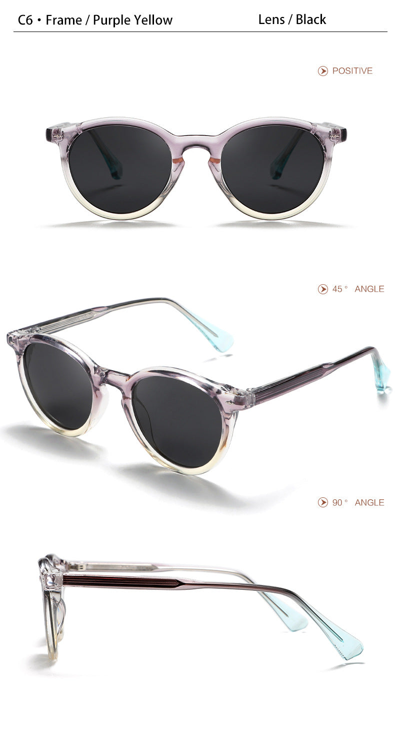 CATERSIDE Round Polarized Sunglasses Men Propionic High Quality Sun Glasses Women Punk Outdoor Driving Fishing Eyewear UV400