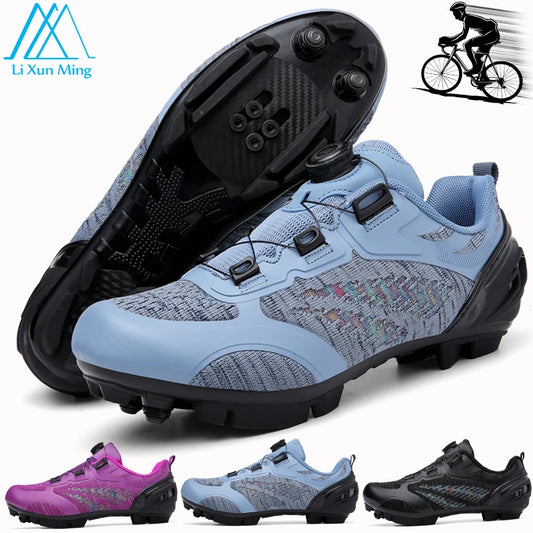 Scarpe da ciclismo MTB uomo donna T03 viola traspiranti, a sgancio rapido, per ciclismo su strada, sport outdoor, racing e allenamento