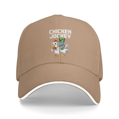 Czapki z daszkiem z motywem „Chicken Jockey Zombie Pixel Art Zombie Movie” dla mężczyzn i kobiet – czapki typu trucker do ćwiczeń na świeżym powietrzu, czapki przeciwsłoneczne z regulacją
