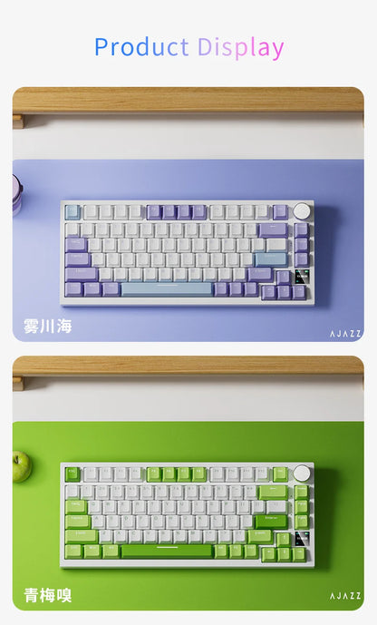 Teclado mecânico gaming AJAZZ AK820 Pro com fios e sem fios, tri-modo, retroiluminação RGB, switches hot-swappable, layout compacto 70%, PC/Mac