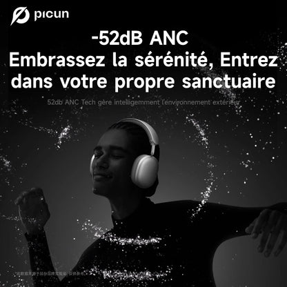 Picun F8 Pro ANC Wireless Headphones with 3D Spatial Audio, Bluetooth 5.4 Head Tracking, -52dB Noise Cancelling, HiFi Gaming Headset