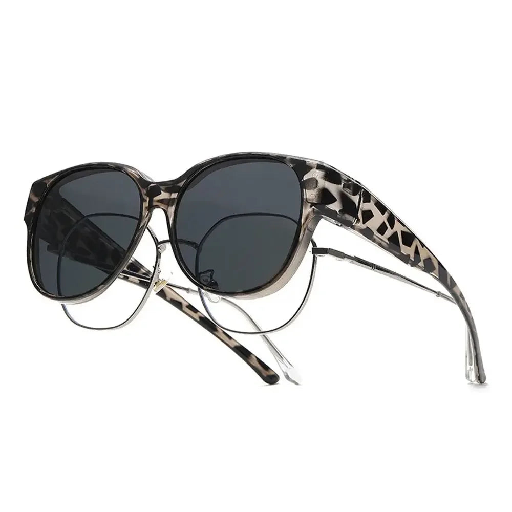 Summer UV Protection Driving Sunglasses Y2K Round Frame Wear Over Glasses Retro Fit Over Sunglasses for Women Men