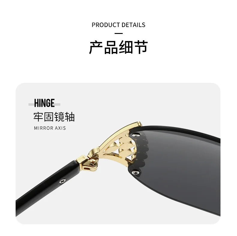 Luxury y2k Rimless Women's Sunglasses with Rhinestone Letters Brand Designer Sun Glasses for Outdoor UV400 Lunettes de soleil