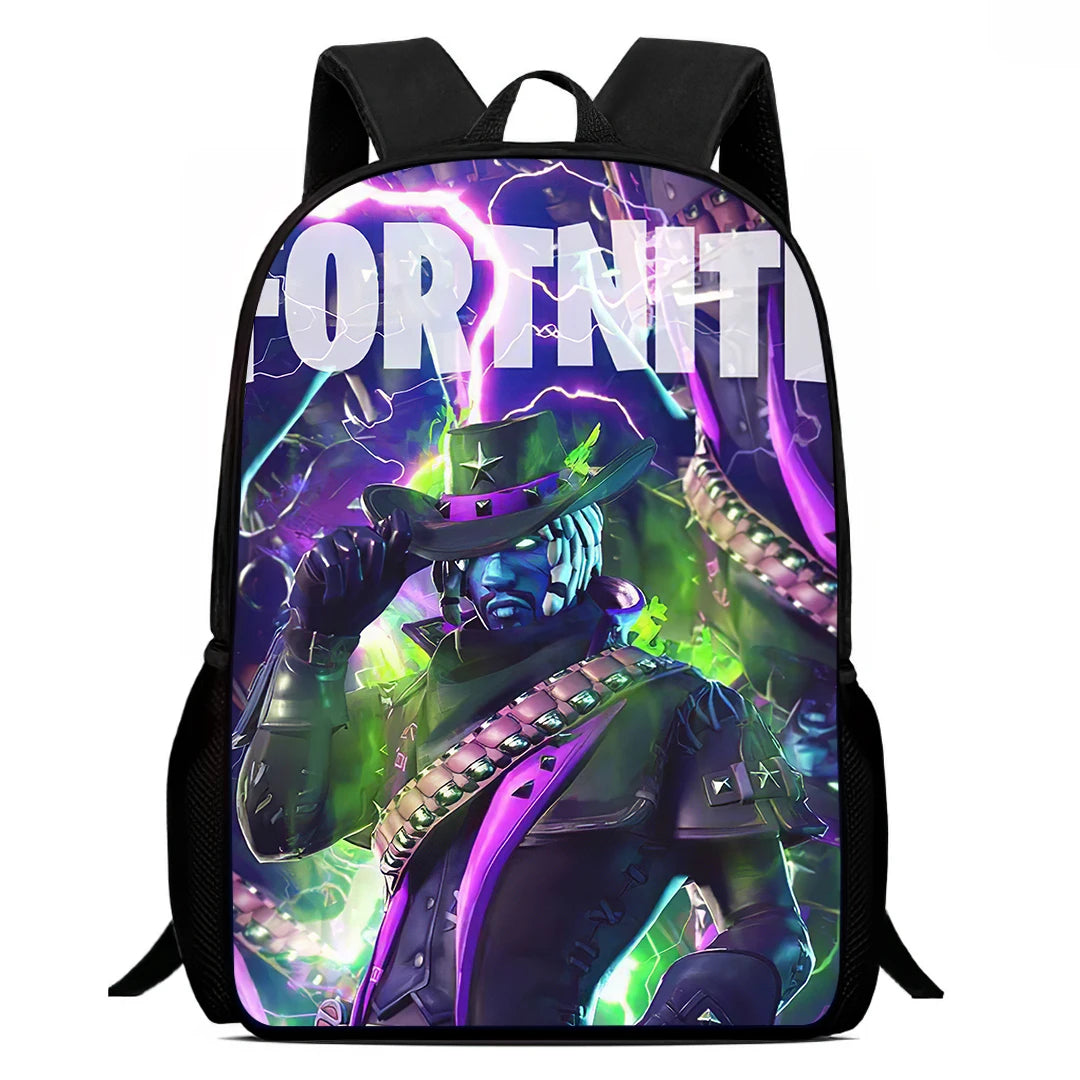 Fortnite 15 tommer tegneserie-skolerygsæk til børn, drenge og piger, cool gaming-print, let og rummelig rygsæk, egnet til alderen 5-8