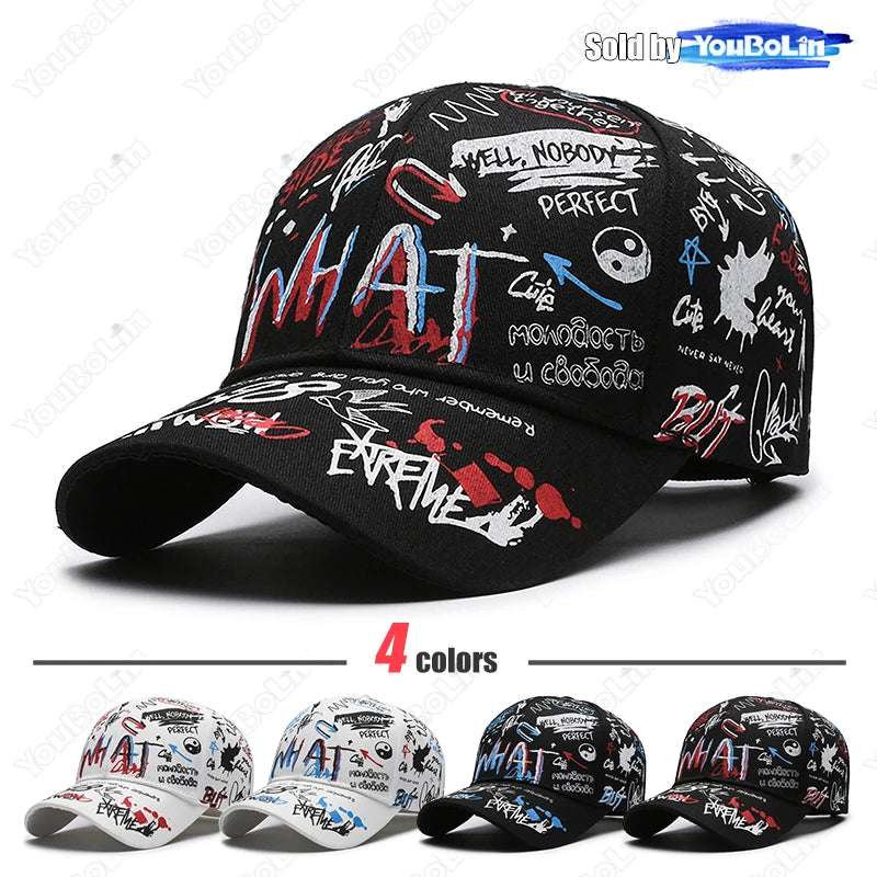 Graffiti Baseball Cap for Men Women – Cotton Adjustable Hat Street Style Snapback