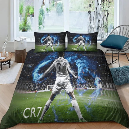 Παπλωματοθήκη Ποδοσφαίρου Ronaldo CR7, Σετ Κλινοσκεπασμάτων για Ενήλικες, Αγόρια και Κορίτσια, Διακόσμηση Υπνοδωματίου, Παιδικό Δώρο, Μονό, Διπλό, Μεγάλο Μέγεθος