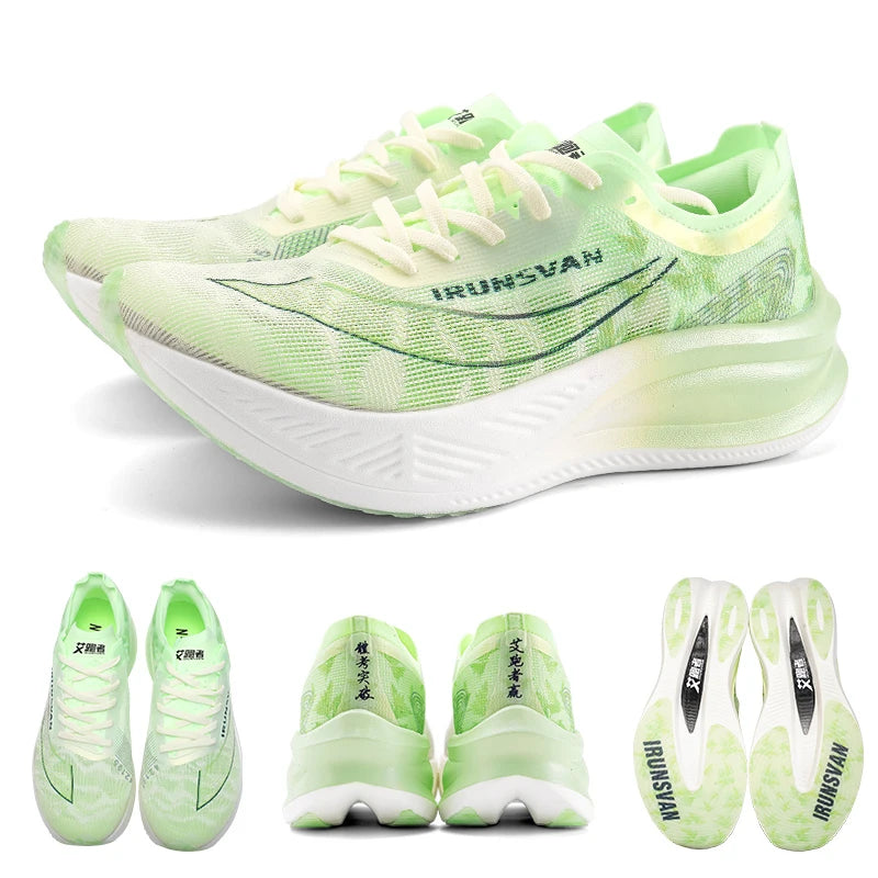 IRUNSVAN Scarpe da running professionali per maratona con piastra in carbonio e nylon, leggere e ammortizzate, sneakers outdoor da allenamento per uomo e donna