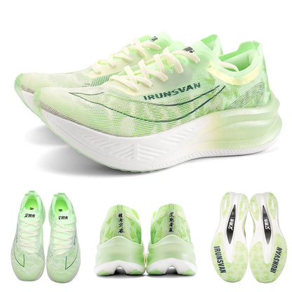 IRUNSVAN Scarpe da running professionali per maratona con piastra in carbonio e nylon, leggere e ammortizzate, sneakers outdoor da allenamento per uomo e donna
