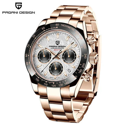 PAGANI DESIGN V2 40MM Quadrante meteorite Orologio da uomo al quarzo Cronografo retro in zaffiro Orologio impermeabile da uomo Reloj0 hombr