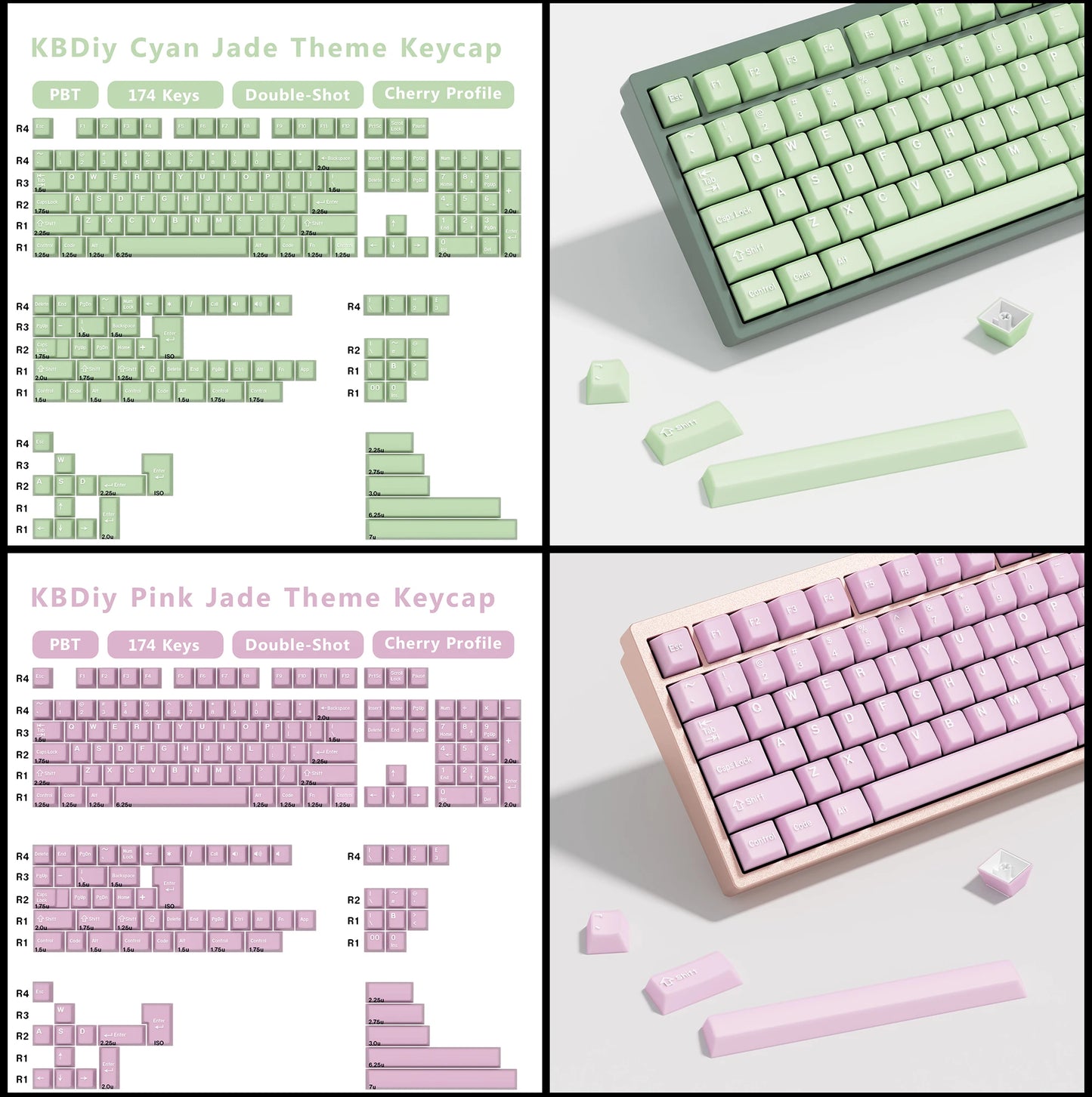 KBDiy 174 Teclas/Conjunto PBT GMK Apollo Keycap Double Shot Minimalista ISO Perfil Cherry para Teclado Mecânico Gaming Keycaps para MX