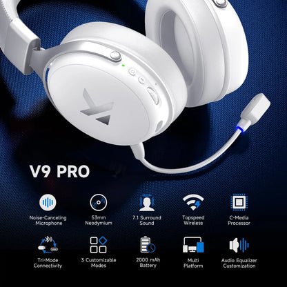 MCHOSE V9 PRO Wireless Gaming Headset 7.1 Surround Sound Bluetooth 5.4 Low Latency Gaming Headphones for PS5 PS4 PC Switch