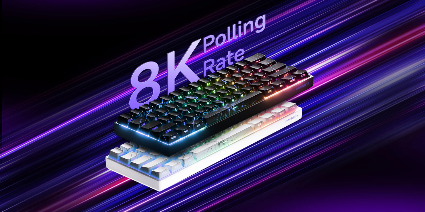 MONSGEEK FUN60 PRO&MAX HE Teclado mecânico 60% sem fios para gaming com switches magnéticos, Rapid Trigger 8K, ARGB e personalização