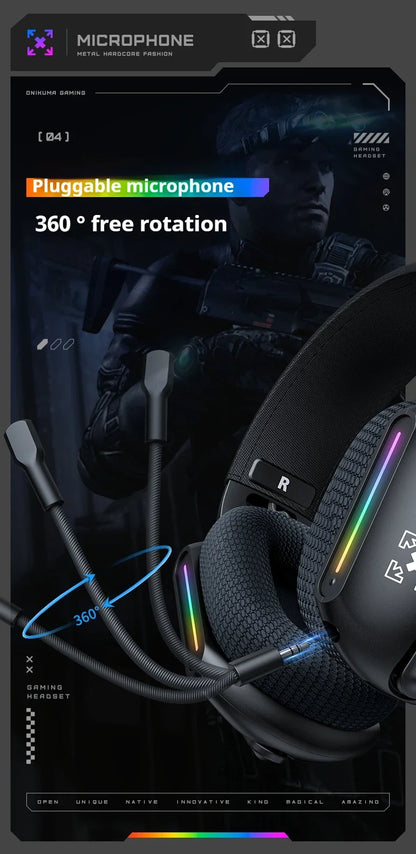Auscultadores Gaming Sem Fios ONIKUMA GT808 2.4G/Bluetooth/Com Fio, 3 Modos, Over-Ear, com Microfone com Cancelamento de Ruído para PC PS4 PS5