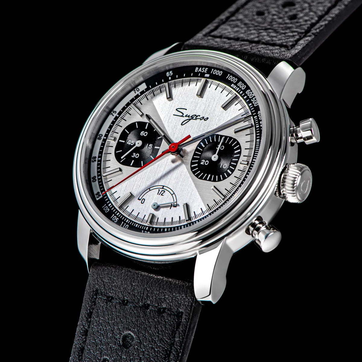 Sugess Watch of Men Pilot 1963 Wristwatches ST1906 Chronograph Handwind Movement Domed Sapphire Waterproof PowerReserve Lume V2
