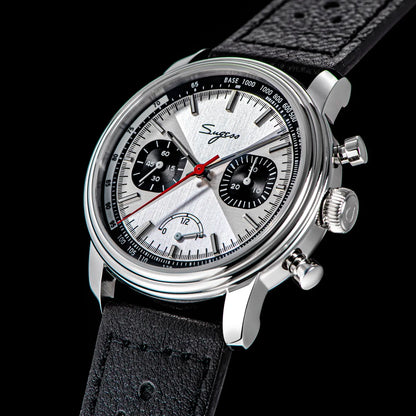 Sugess Watch of Men Pilot 1963 Wristwatches ST1906 Chronograph Handwind Movement Domed Sapphire Waterproof PowerReserve Lume V2