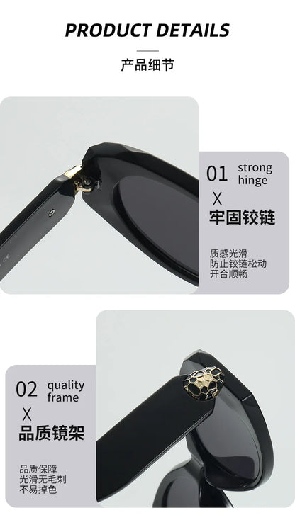 2026 New Oval-Shaped Sunglasses with a European and American Style, Featuring a Unique Metal Snake Head Design, Cross-Border Fashion Versatile Sunglasses for Women with a High-End Feel