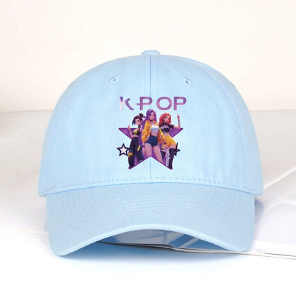 K-POP Cartoon Girl Group Star Print Soft-Peak Baseball Cap - Unisex Casual Retro Adjustable Dad Cap - Y2K Sun Hat