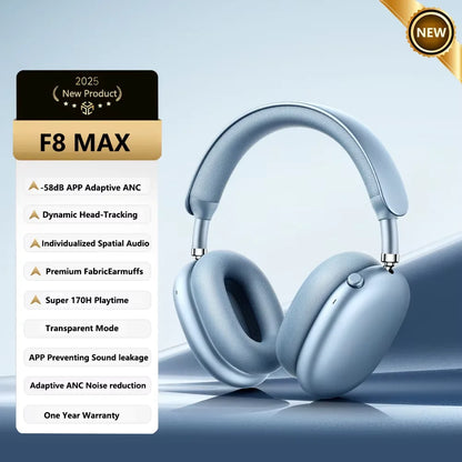 Picun F8 Pro ANC Wireless Headphones with 3D Spatial Audio, Bluetooth 5.4 Head Tracking, -52dB Noise Cancelling, HiFi Gaming Headset