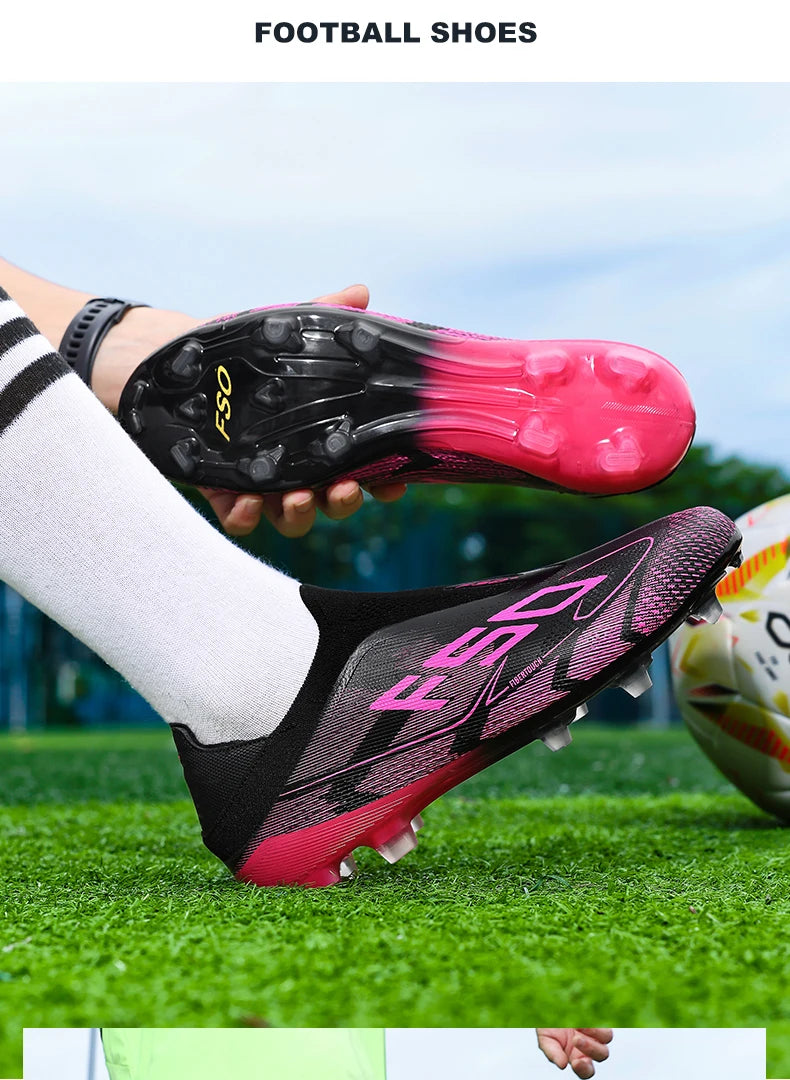 Nowe męskie buty piłkarskie antypoślizgowe dla chłopców, na zewnątrz, bestsellerowe buty do piłki nożnej na trawę i mecze, wysokiej jakości korki, wysokie, lekkie
