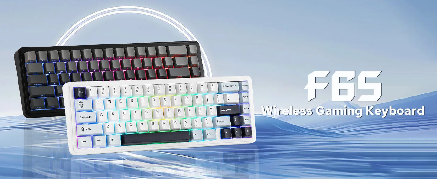 Teclado mecânico EPOMAKER x AULA F65 com layout 65%, hot-swap, montagem gasket e ligação com fios/Bluetooth/2.4G sem fios para Mac/Win