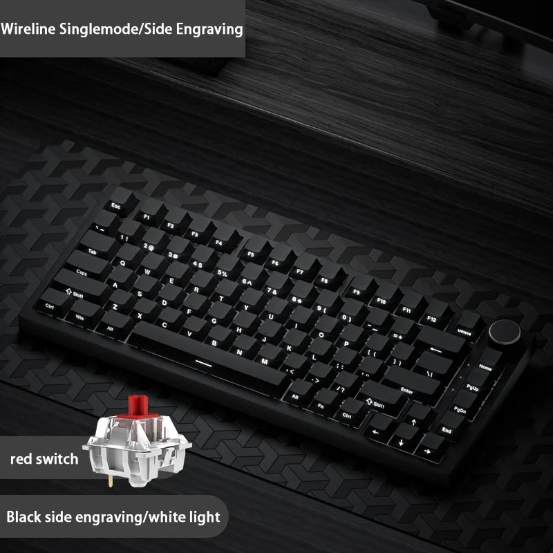 AJAZZ AK820 Wired Mechanical Keyboard Full-Key Hot-Swap Keyboard with Removable USB Port, White & Ice Blue Backlit Gaming Keyboard for PC